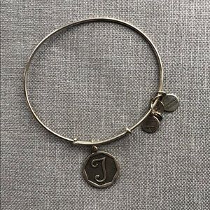 Alex and Ani J LETTER silver bangle bracelet